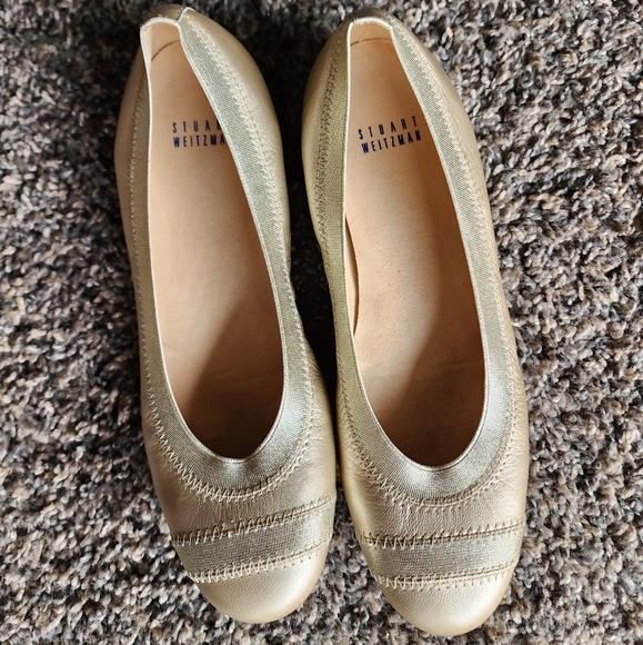 Stuart Weitzman Giveable Metallic Ballet Flats 7 1/5M - Picture 6 of 8